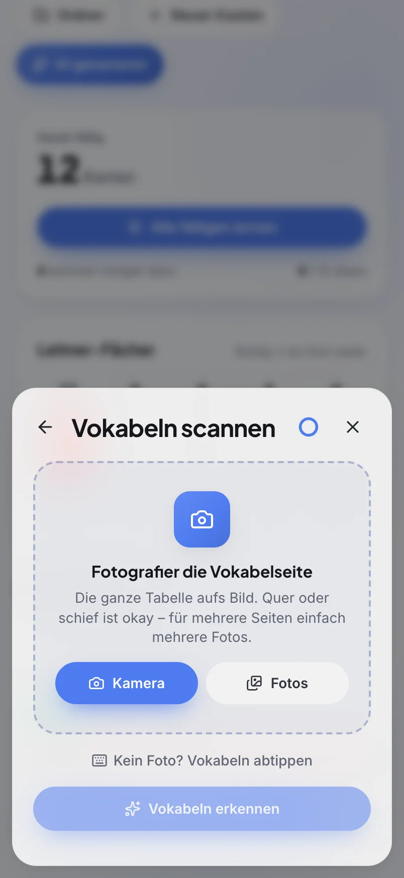 schoolr App: Seite fotografieren