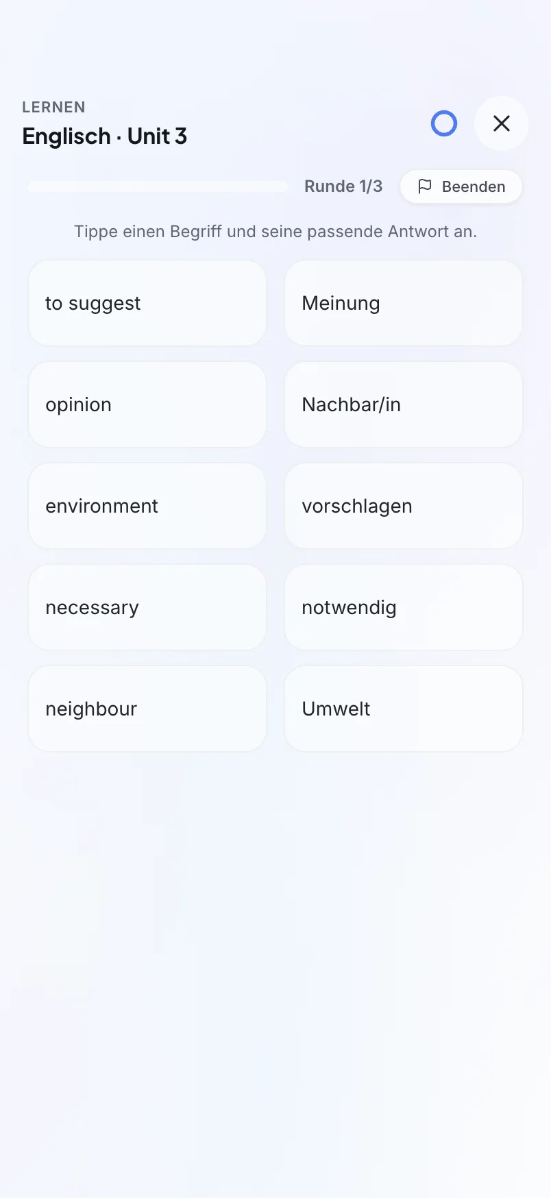 schoolr App: Zuordnen